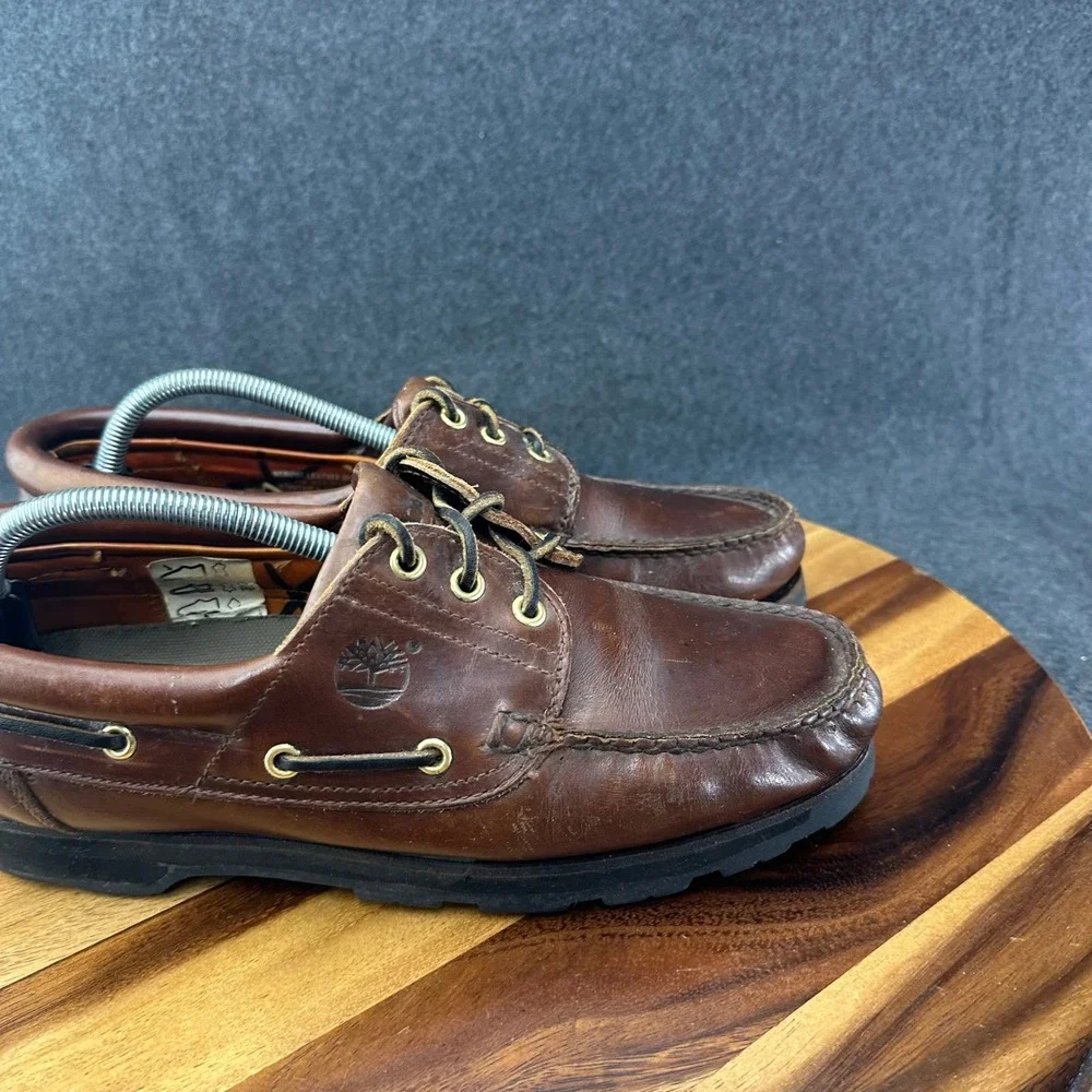 Timberland Men's Burgundy Leather 3 Eyelet Boat Shoe Lug Soles Size 10M 32026